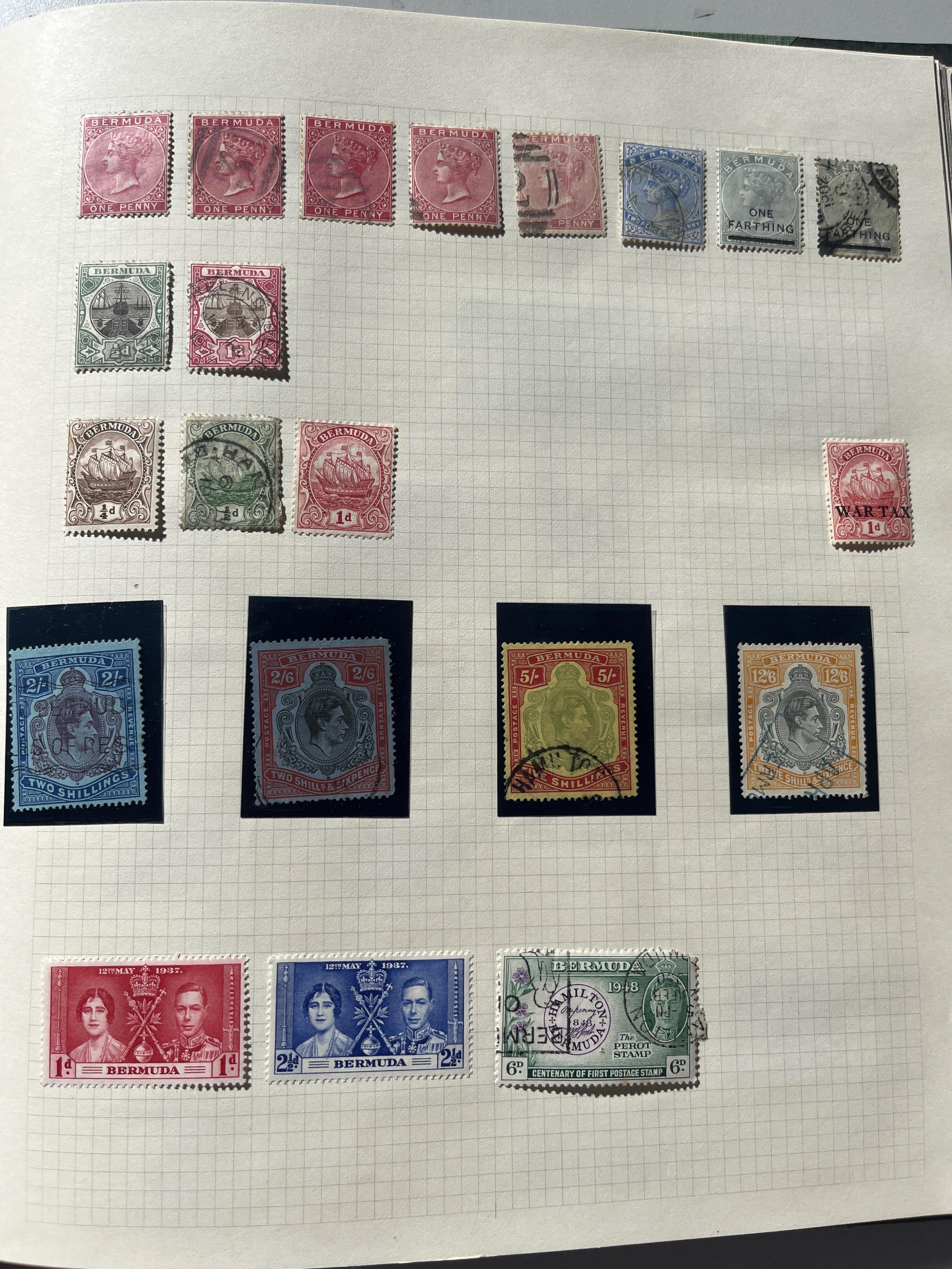 Orilex stamp album containing Antigua, Barbados, Jamaica, Falkland Islands, St. Lucia, Trinidad stamps etc.